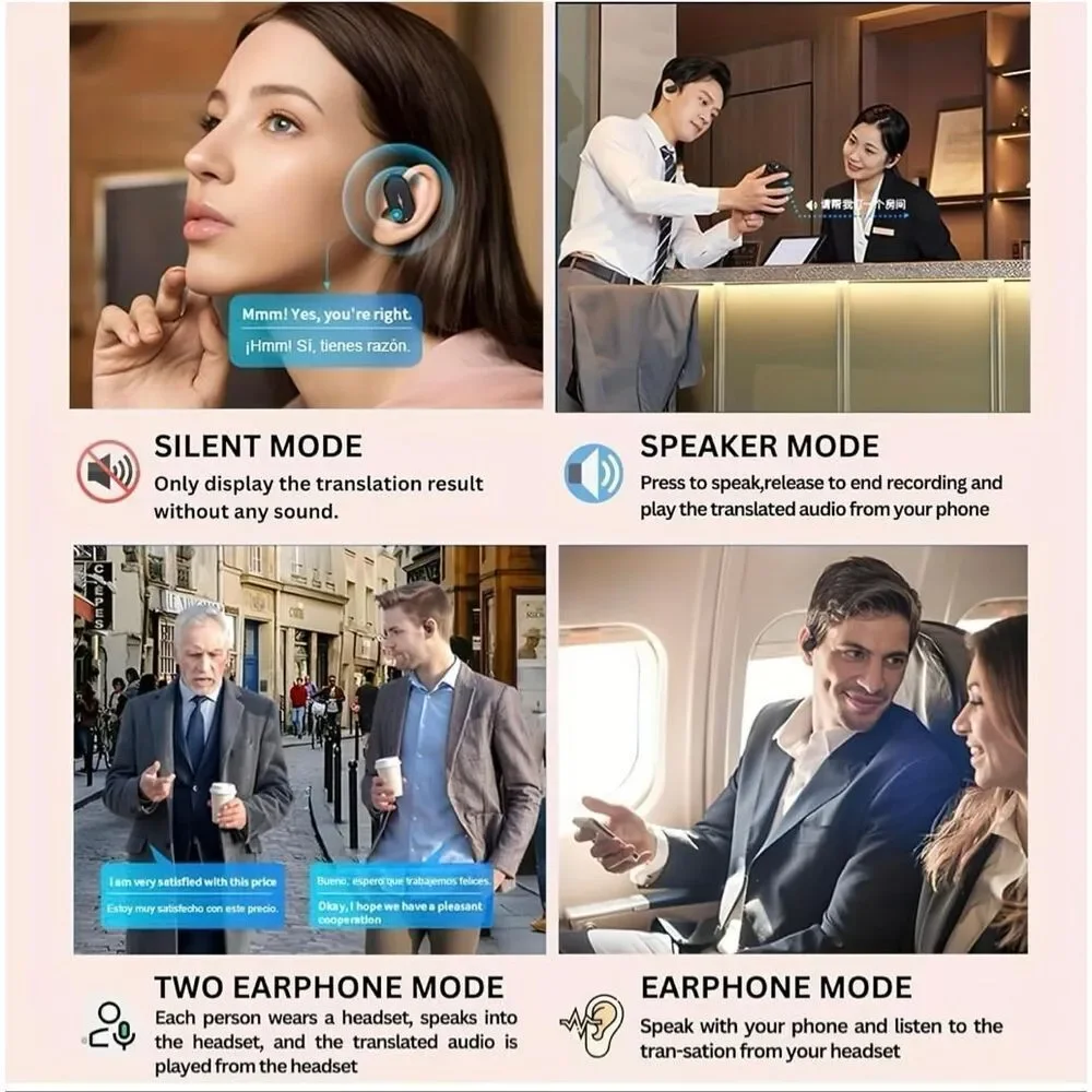 AI Translation Wireless Earphones, 3 in 1 Language 144 Languages (Black) new